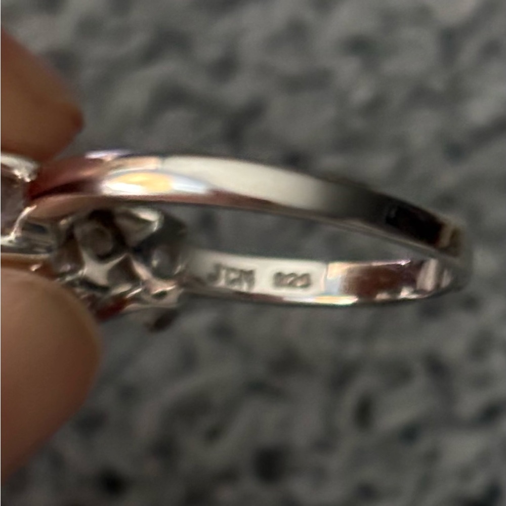 Diamonique Three-Stone Clear Cubic Zirconia Ring in Silver Tone 8 - Picture 8 of 8